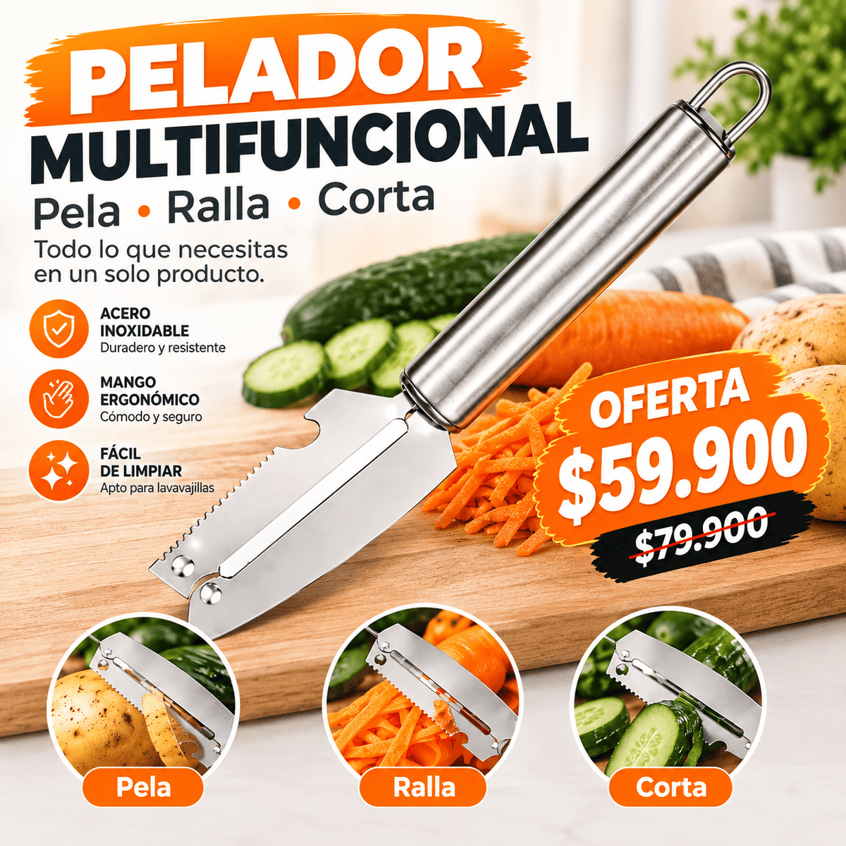 Pelador Rallador Multifuncional con envío gratis
