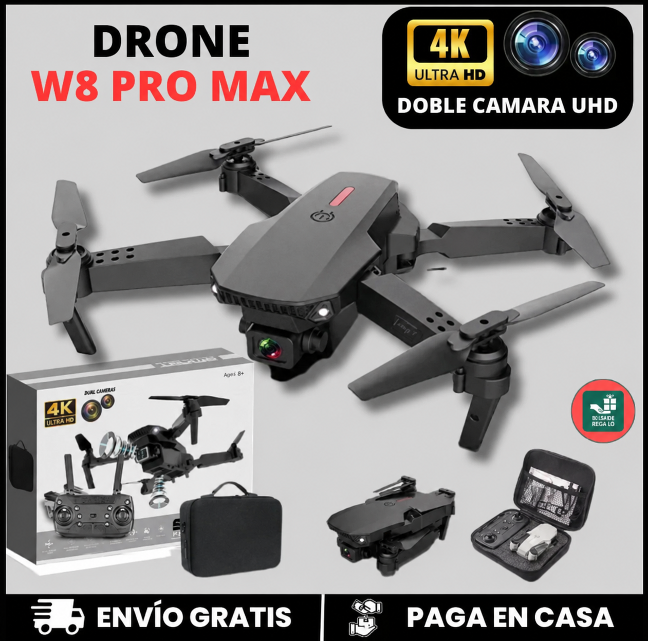 NUEVO DRONE W8 PRO MAX 2025 CON INTELIGENCIA ARTIFICIAL + ESTUCHE DE REGALO 🎁 🔥