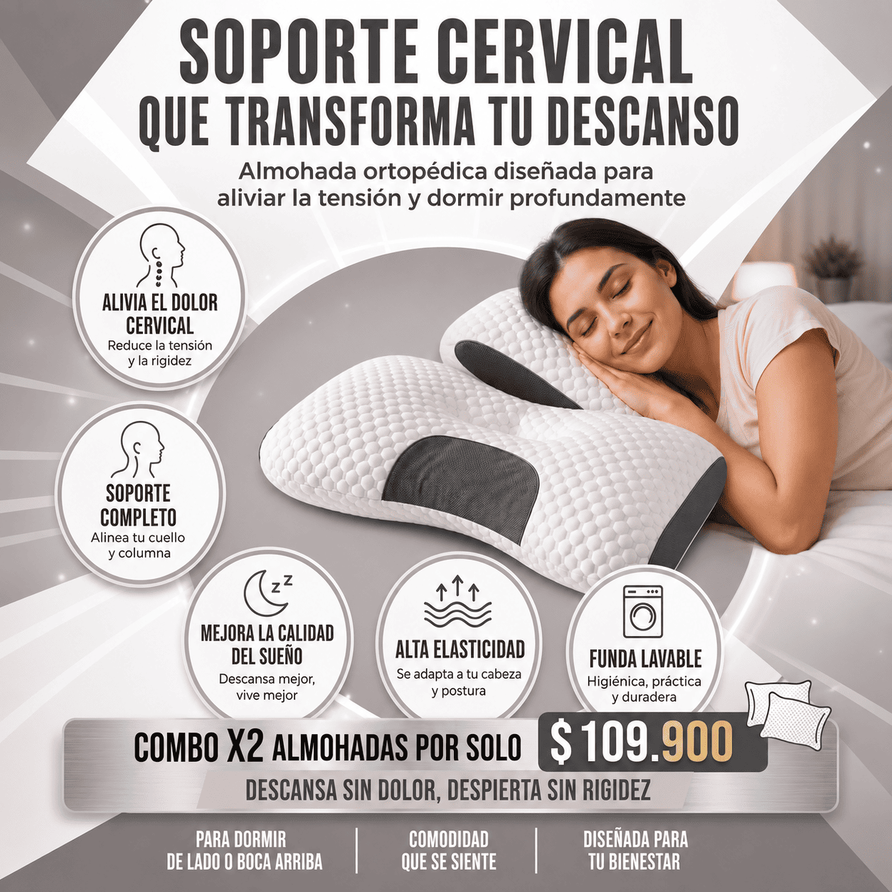 Combo 2 Almohadas Ortopédicas + Envío gratis